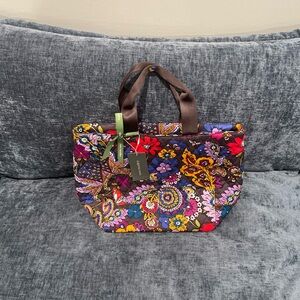 Vera Bradley Brown Quilted Floral Paisley Tote with Multicolor Print